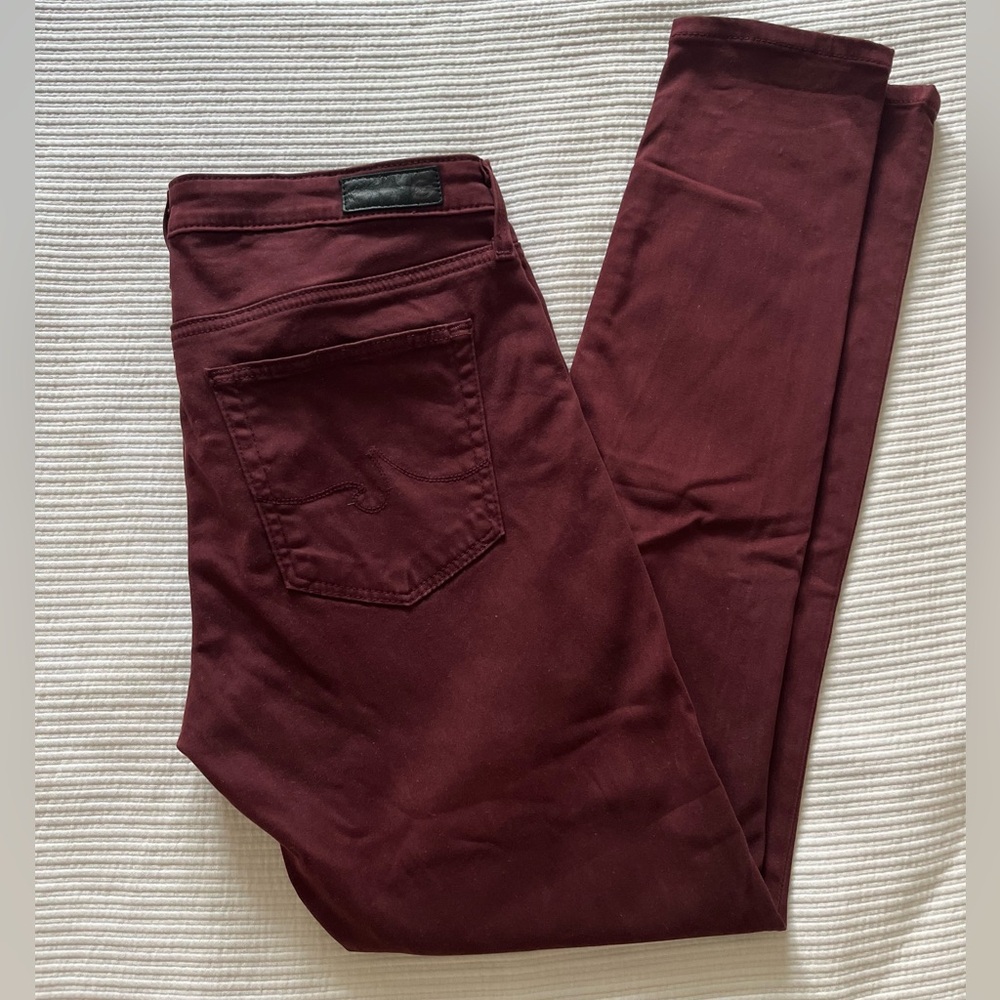 AG Adriano Goldschmied Abbey Ankle Jeans - maroon sateen - size 28